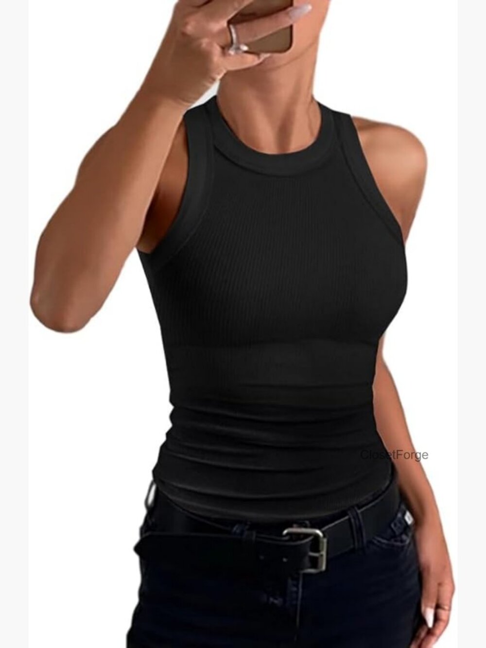 Women's Ribbed Racerback Tank Top Soft Stretchy Sleeveless